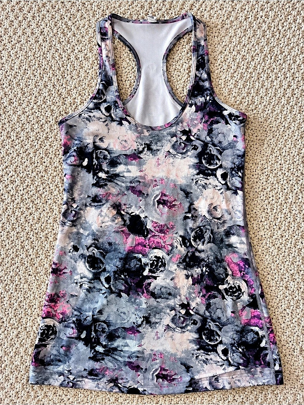lululemon athletica Floral Racerback Tank in Gray & Pink Size 4 Like New